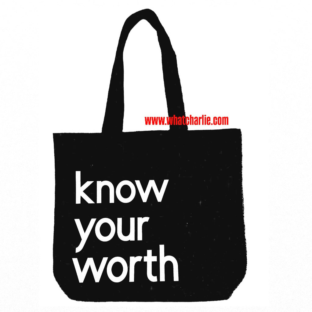 the KNOW YOUR WORTH premium cotton canvas tote bag