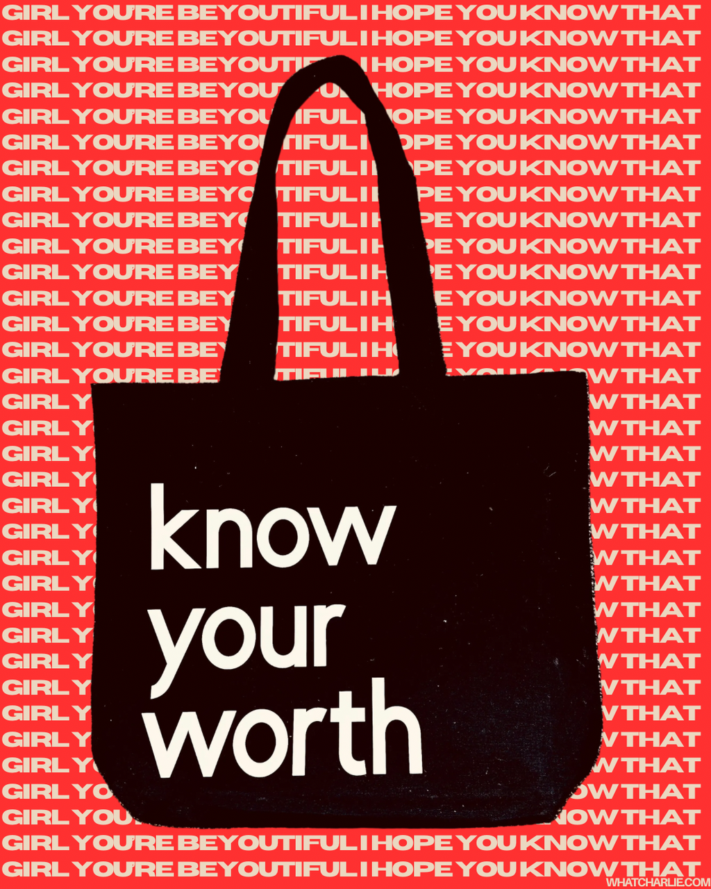 the KNOW YOUR WORTH premium cotton canvas tote bag