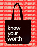 the KNOW YOUR WORTH premium cotton canvas tote bag